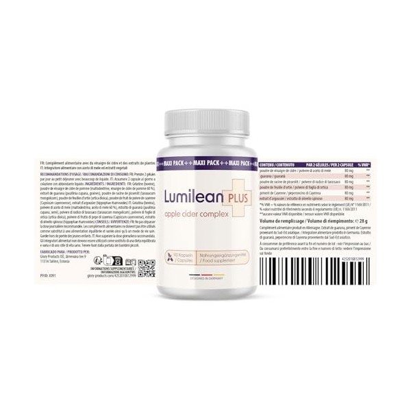 Lumilean Plus Gélules | Pour un mode de vie sain | Facile à utiliser | 90 gélules
