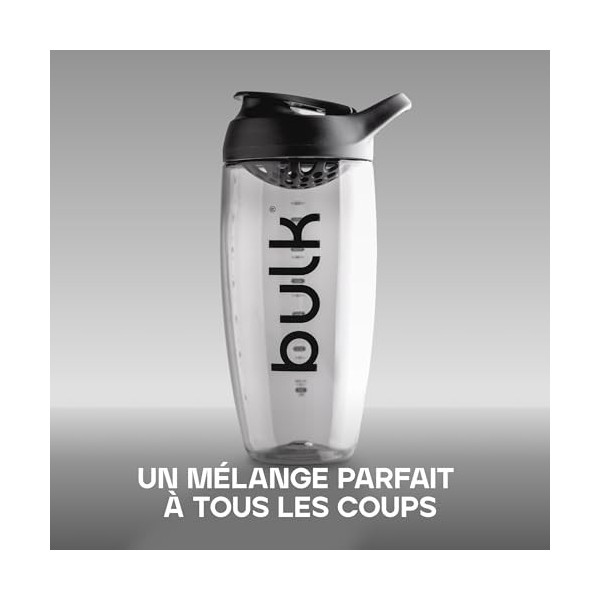 Bulk x Promixx Pursuit Ecozen Shaker | Noir | 700ml | Écologique & Résistant aux Chocs | Couvercle Étanche | Agitateur Snap-F