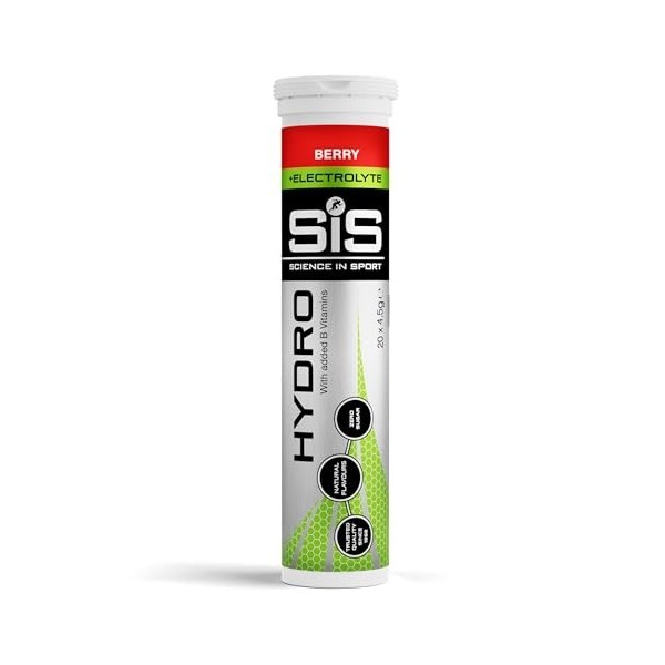 Science in Sport Hydro Électrolytes Hydratation sans Sucre - 20 Tablettes Saveur Baies - Vegan & sans Gluten, avec Sodium, Ca...