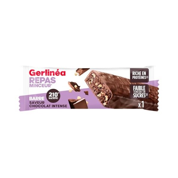 GERLINÉA - Barre Repas Chocolat noir saveur pistache - Repas minceur** et Rapide, Riche en Protéines* - Pour Perte de Poids, 