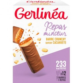 GERLINÉA – Barre Repas Crunchy Chocolat au Lait Cacahuète – Substitut de Repas Minceur Protéiné – Moins de 240 Kcal – Fabriqu...