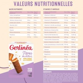 GERLINÉA – Barre Repas Crunchy Chocolat au Lait Cacahuète – Substitut de Repas Minceur Protéiné – Moins de 240 Kcal – Fabriqu...