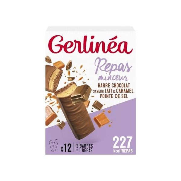GERLINÉA – Barre Repas Crunchy Chocolat au Lait Cacahuète – Substitut de Repas Minceur Protéiné – Moins de 240 Kcal – Fabriqu...
