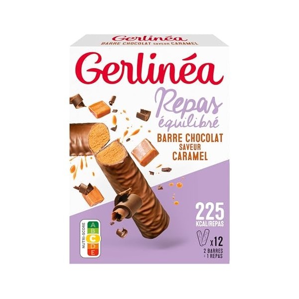 GERLINÉA – Barre Repas Crunchy Chocolat au Lait Cacahuète – Substitut de Repas Minceur Protéiné – Moins de 240 Kcal – Fabriqu...