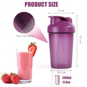 Fefod Shaker Protéiné de 400ml, 1PCS Shaker à protéines avec Mixing Balle, Bouteille shaker de protéines pour Boisson Protéin...
