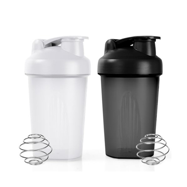 Fefod Shaker Protéiné de 400ml, 1PCS Shaker à protéines avec Mixing Balle, Bouteille shaker de protéines pour Boisson Protéin...