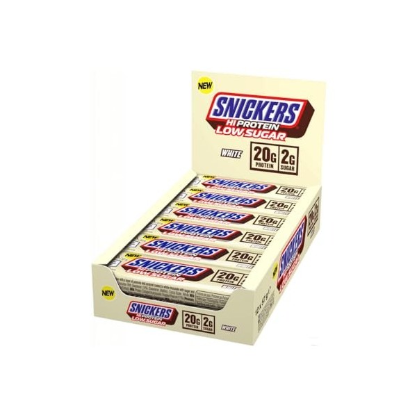 Snickers White Low Sugar High Protein Bar 12x57g White Chocolate – 20g de protéines par barre – Faible teneur en sucre – Pa