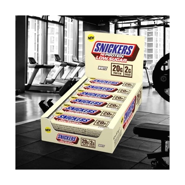 Snickers White Low Sugar High Protein Bar 12x57g White Chocolate – 20g de protéines par barre – Faible teneur en sucre – Pa