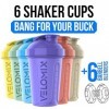 VELOMIX - Lot de 6 flacons shaker protéinés pour mélanges protéinés, gobelets shaker pour boissons protéinées, petit shaker p