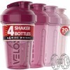 VELOMIX - Lot de 4 flacons shaker protéinés de 591 ml pour mélanges protéinés, gobelets shaker pour boissons protéinées, peti