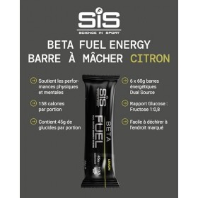 Science in Sport BETA Fuel Bar 6x60g Citron - Barres énergétiques vegan avec 46g de glucides, De délicieuses barres énergétiq...