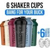 VELOMIX - Lot de 6 gobelets shaker pour boissons protéinées de 800 ml – 6 fouets métalliques | Bouteille shaker anti-fuite po