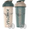 VELOMIX - Lot de 2 bouteilles shaker protéinées de 800 ml pour mélanges protéinés – 2 fouets métalliques | Gobelets anti-fuit