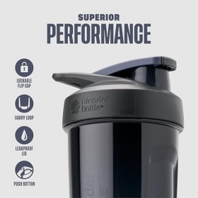 Blender Bottle Strada Shaker pour boissons protéinées et pré-entraînement, 680 ml Noir Amaigrissement et perte de poids
