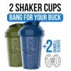 VELOMIX - Lot de 2 bouteilles shaker protéinées de 591 ml pour mélanges protéinés – 2 fouets métalliques | Gobelets anti-fuit