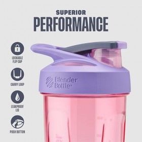 BlenderBottle Strada Shaker Cup parfait pour les milkshakes protéinés et le pré-entraînement, 710 ml, violet Amaigrissement e...