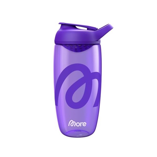 More Shaker haut de gamme, 700 ml, violet, passoire mélangeuse intégrée, avec plastique Ecozen de qualité supérieure
