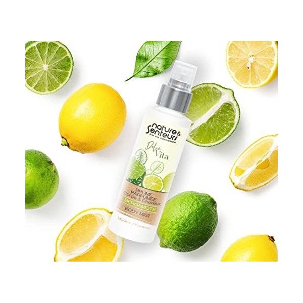 Brume parfumée Dolce Vita dItalie à la bergamote, citron et musc 100 ml ● Pour corps et cheveux hydratants ● Convient à tous