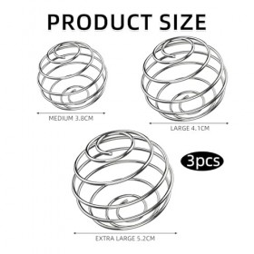 HSLPSM - Lot de 3 boules de shaker en acier inoxydable - Mélangeur de bouteille en acier inoxydable - Mélangeur de bouteille 