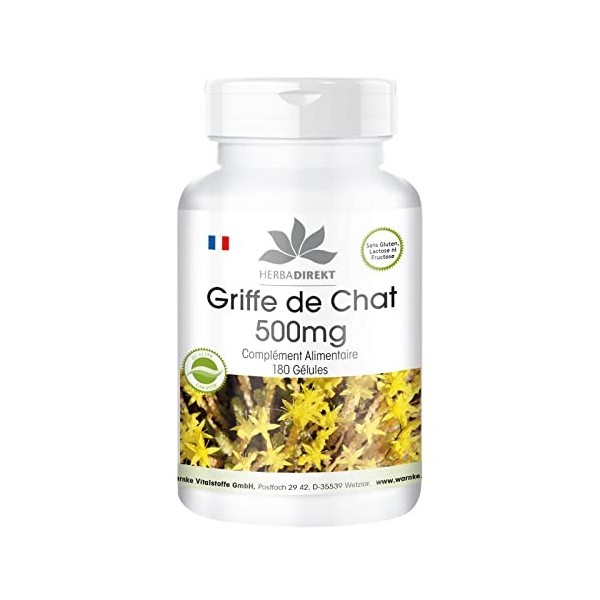 Liane du Prérou 500 mg - 180 gélules - Uña De Gato - Griffes de chat | Herba Direkt - Qualité des pharmacies allemandes