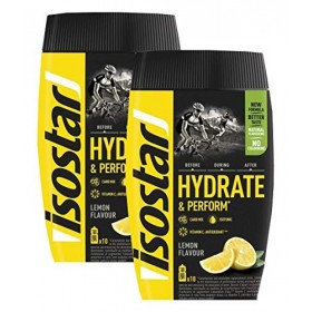 Isostar Hydrate & Perform Iso Drink - Poudre délectrolyte pour soutenir la performance sportive - Citron 2x400g 