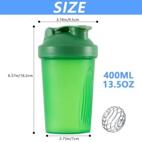 Bouteille Shaker de Protéines Inclut un Mélangeur à Bille Métallique Wire, 400ml Anti-Fuite, Sans BPA, Parfait pour Mélanger ...