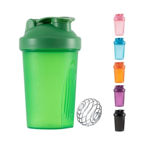 Bouteille Shaker de Protéines Inclut un Mélangeur à Bille Métallique Wire, 400ml Anti-Fuite, Sans BPA, Parfait pour Mélanger ...