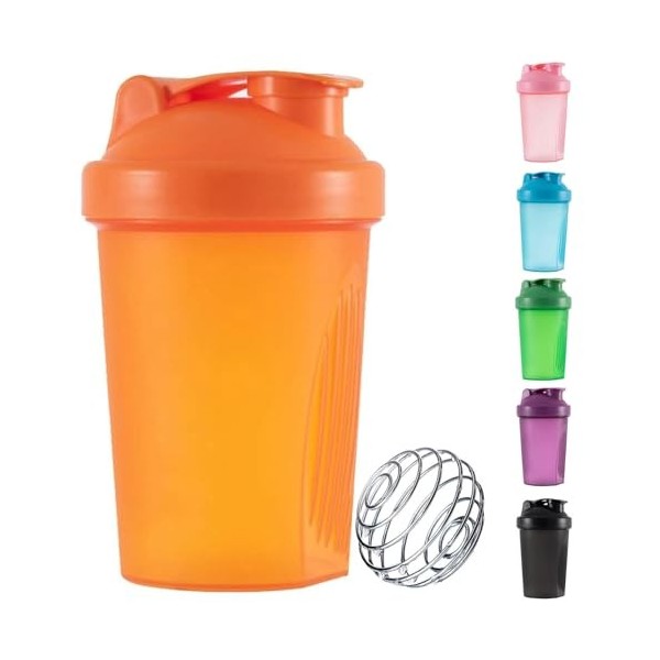 Bouteille Shaker de Protéines Inclut un Mélangeur à Bille Métallique Wire, 400ml Anti-Fuite, Sans BPA, Parfait pour Mélanger ...