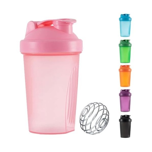 Bouteille Shaker de Protéines Inclut un Mélangeur à Bille Métallique Wire, 400ml Anti-Fuite, Sans BPA, Parfait pour Mélanger ...