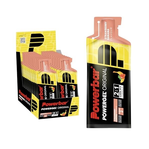 Powerbar - PowerGel Original - Strawberry-Banana - 24x41g - Gel énergétique riche en glucides - Sodium - Sans caféine Amaigri...