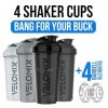 VELOMIX - Lot de 4 bouteilles shaker anti-fuites pour mélanges protéinés de 800 ml – 4 fouets métalliques | Gobelets anti-fui...