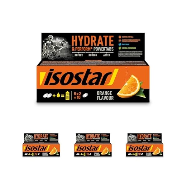 Isostar - Hydrate & Perform Powertabs saveur Orange - Tablettes Effervescentes pour Boisson Isotonique - 10 Tablettes - 19090...