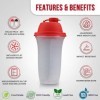 SIGNORA WARE Shaker Protéiné de 500ml, pour Boisson Protéinée, Compléments Alimentaires En Poudre, Protéines de Musculation, ...