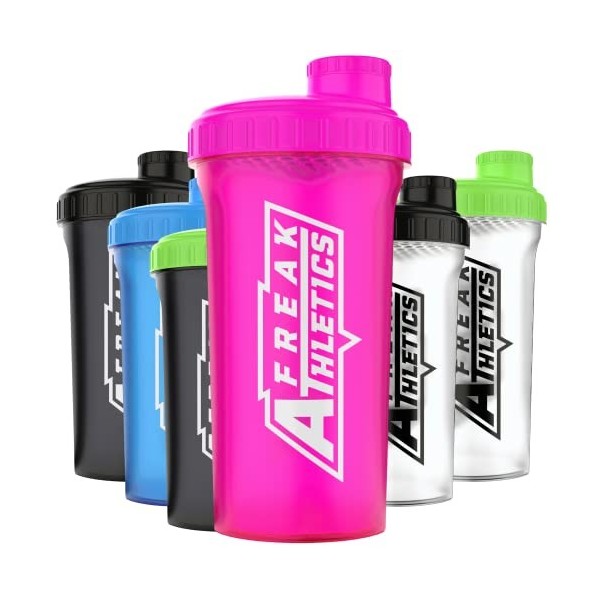 Freak Athletics Shaker de protéines sans BPA 700 ml rose transparent/couvercle rose Amaigrissement et perte de poids
