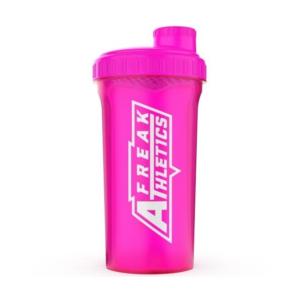 Freak Athletics Shaker de protéines sans BPA 700 ml rose transparent/couvercle rose Amaigrissement et perte de poids