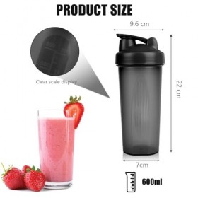 ACWOO Shaker Protéiné de 700ml, 2PCS Shaker à protéines avec Mixing Balle, Bouteille shaker de protéines pour Boisson Protéin...