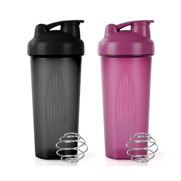 ACWOO Shaker Protéiné de 700ml, 2PCS Shaker à protéines avec Mixing Balle, Bouteille shaker de protéines pour Boisson Protéin...