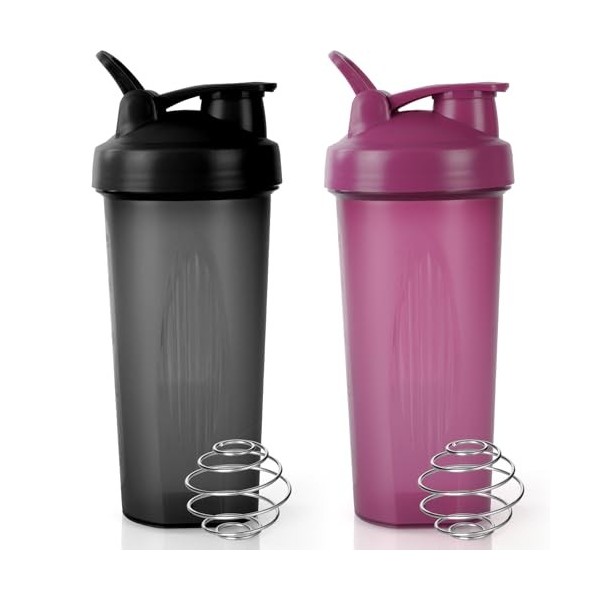 ACWOO Shaker Protéiné de 700ml, 2PCS Shaker à protéines avec Mixing Balle, Bouteille shaker de protéines pour Boisson Protéin...