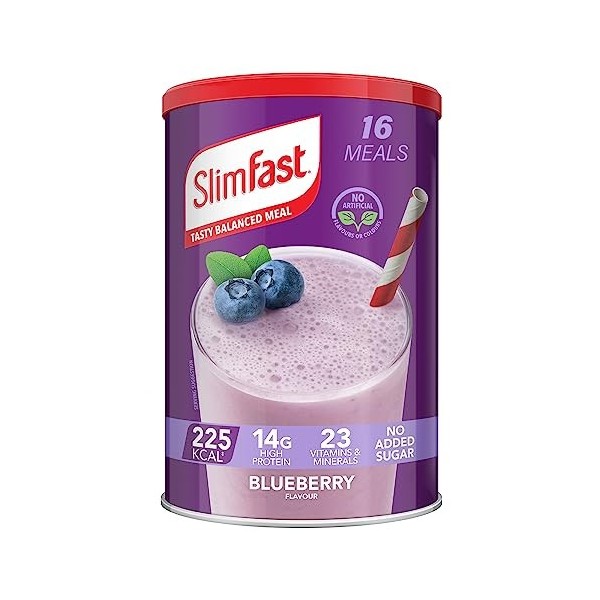SlimFast Substitut de repas pour perte de poids et alimentation équilibrée, vitamines et minéraux, faible teneur en calories,...