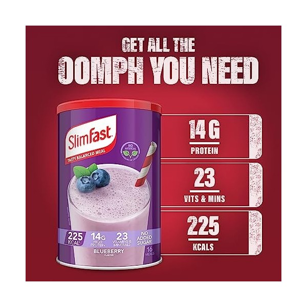 SlimFast Substitut de repas pour perte de poids et alimentation équilibrée, vitamines et minéraux, faible teneur en calories,...