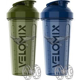 VELOMIX - Lot de 2 bouteilles shaker protéinées de 800 ml pour mélanges protéinés – 2 fouets métalliques | Gobelets anti-fuit