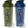VELOMIX - Lot de 2 bouteilles shaker protéinées de 800 ml pour mélanges protéinés – 2 fouets métalliques | Gobelets anti-fuit