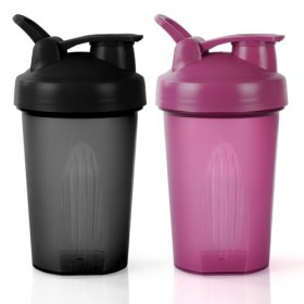 AOGOE Lot de 2 shakers protéinés avec boule de mélange en acier inoxydable de 400 ml, pour protéines et compléments, anti-fui...