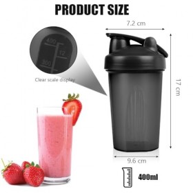 AOGOE Lot de 2 shakers protéinés avec boule de mélange en acier inoxydable de 400 ml, pour protéines et compléments, anti-fui...