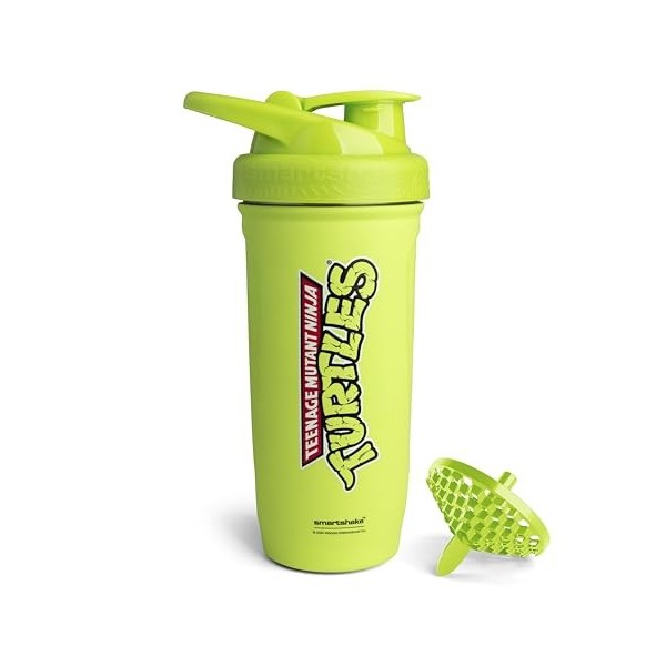 Smartshake TMNT Reforce Shaker à protéines en acier inoxydable, 900 ml, bouchon à vis anti-fuite, sans BPA, non isolé, unisex