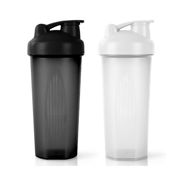 AOGOE Lot de 2 shakers protéinés avec boule de mélange en acier inoxydable de 400 ml, pour protéines et compléments, anti-fui...