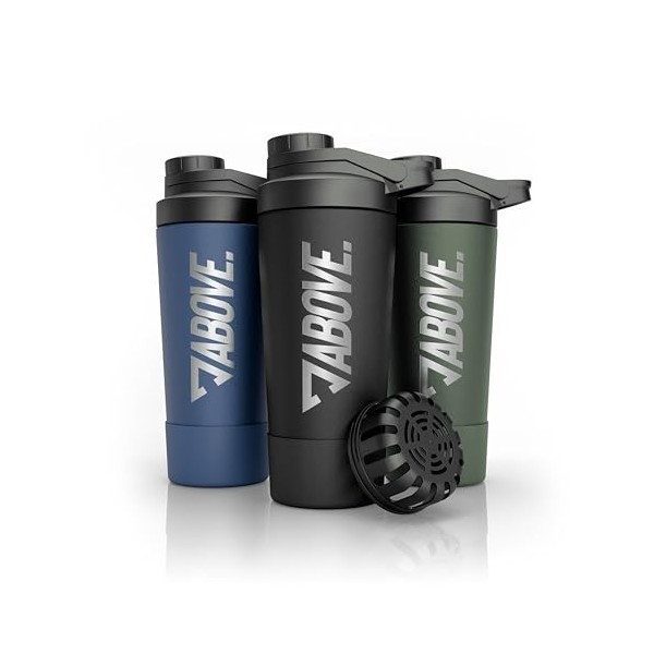 ABOVE. Shaker Proteine Inox 750ml – Sans BPA & Isotherme: Maintient les Boissons Froides 12H – Echelle Gravee & Bouchon 100% 
