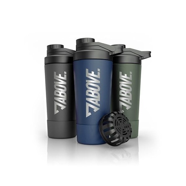 ABOVE. Shaker Proteine Inox 750ml – Sans BPA & Isotherme: Maintient les Boissons Froides 12H – Echelle Gravee & Bouchon 100% ...