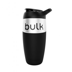 Bulk x Promixx Gourde Shaker Acier Inox | Noir | 700ml | Design Robuste & Étanche | Agitateur Snap-Fit pour Mélange Parfait |