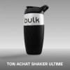 Bulk x Promixx Gourde Shaker Acier Inox | Noir | 700ml | Design Robuste & Étanche | Agitateur Snap-Fit pour Mélange Parfait |